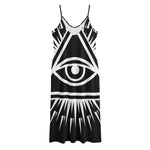 Black And White Illuminati Print Jersey Midi Cami Dress