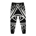 Black And White Illuminati Print Jogger Pants