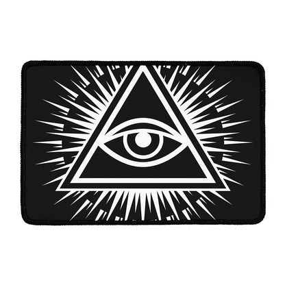 Black And White Illuminati Print Kitchen Mat