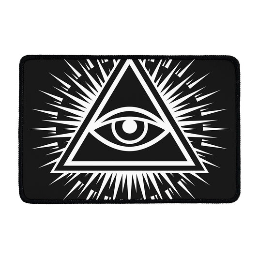 Black And White Illuminati Print Kitchen Mat