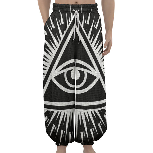 Black And White Illuminati Print Lantern Pants