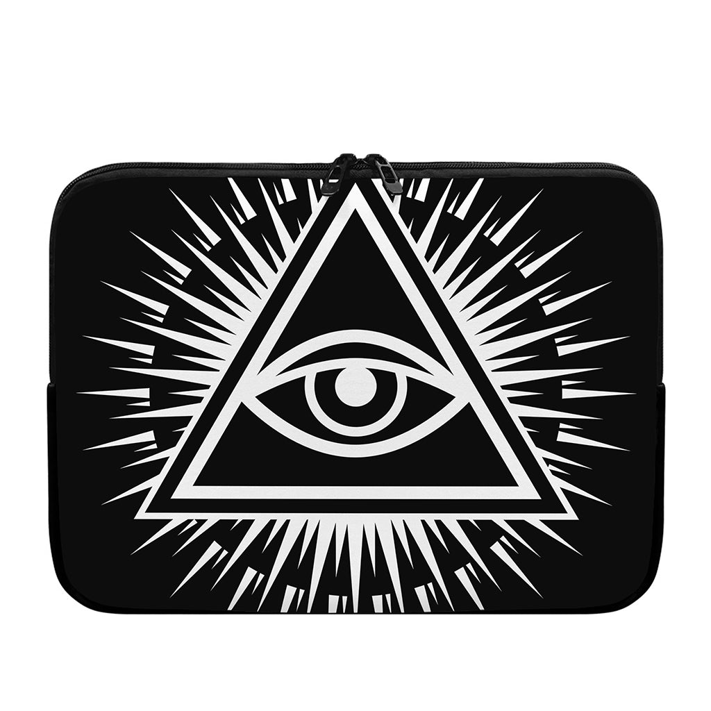 Black And White Illuminati Print Laptop Sleeve