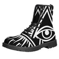 Black And White Illuminati Print Lace-Up Boots