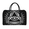 Black And White Illuminati Print Leather Duffel Bag