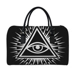Black And White Illuminati Print Leather Duffle Bag