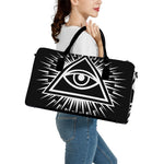 Black And White Illuminati Print Leather Duffle Bag