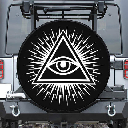 Black And White Illuminati Print Leather Spare Tire Cover