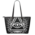 Black And White Illuminati Print Leather Tote Bag