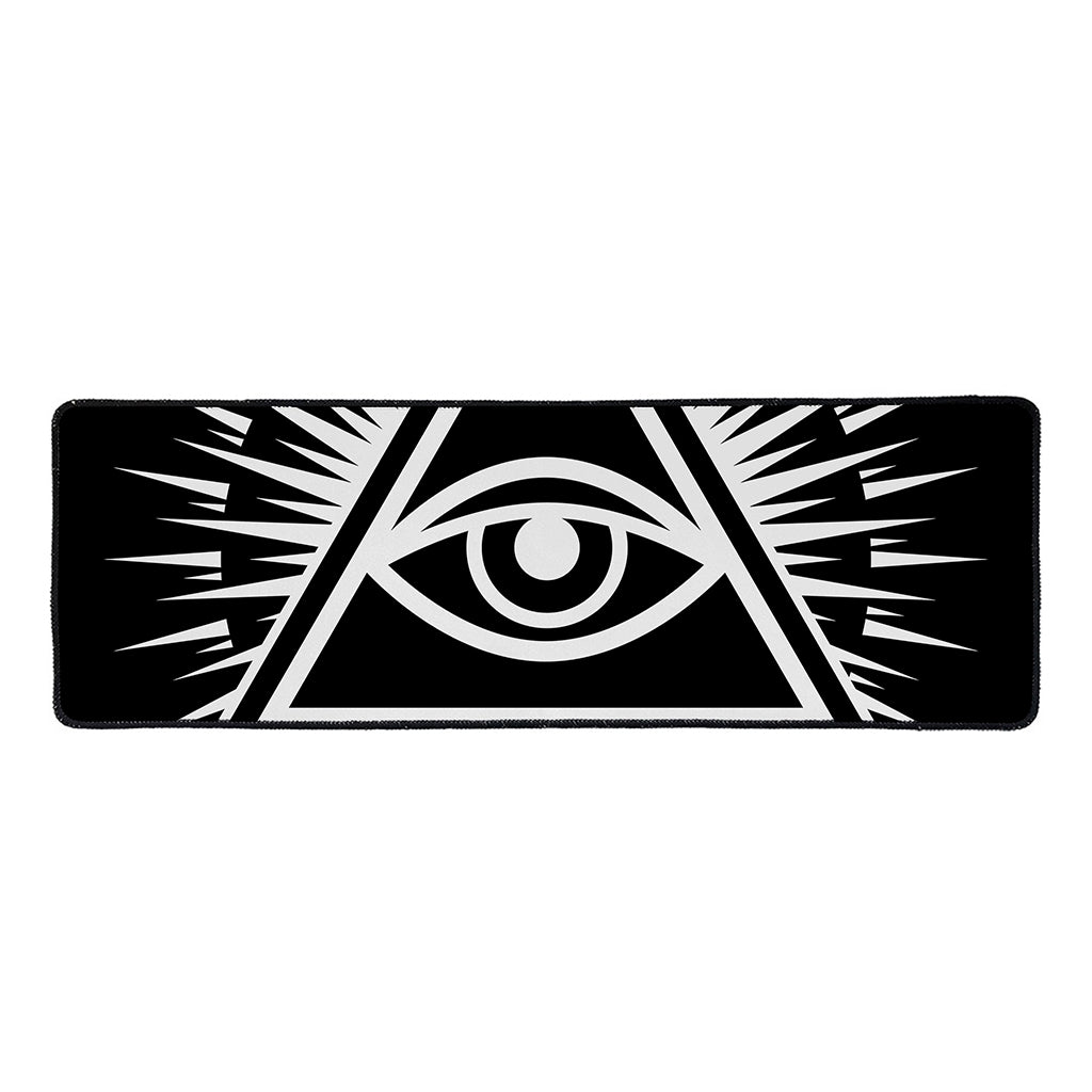 Black And White Illuminati Print Long Kitchen Mat