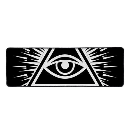 Black And White Illuminati Print Long Kitchen Mat