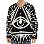 Black And White Illuminati Print Long Sleeve Baseball Jersey