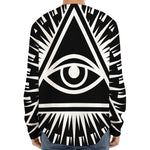 Black And White Illuminati Print Long Sleeve Baseball Jersey