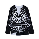Black And White Illuminati Print Long Sleeve Short Coat