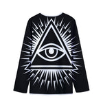 Black And White Illuminati Print Long Sleeve Short Coat