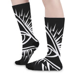 Black And White Illuminati Print Long Socks