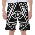 Black And White Illuminati Print Men's Beach Shorts