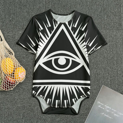 Black And White Illuminati Print Men's Bodysuit