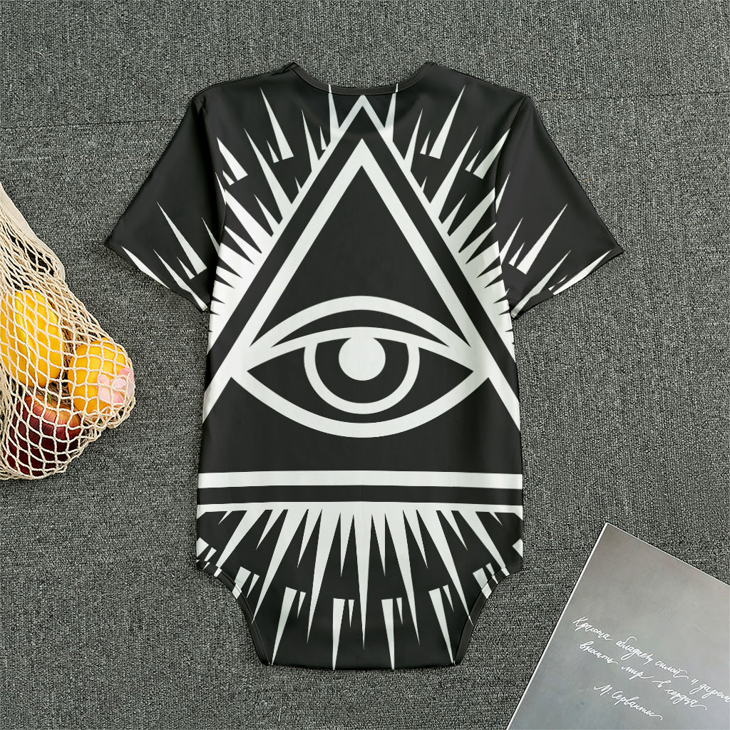 Black And White Illuminati Print Men's Bodysuit