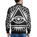 Black And White Illuminati Print Men's Bomber Jacket