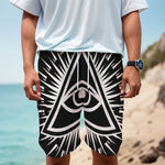 Black And White Illuminati Print Men's Cargo Shorts