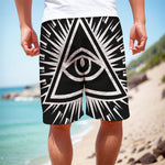 Black And White Illuminati Print Men's Cargo Shorts