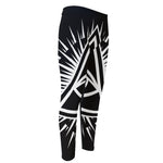 Black And White Illuminati Print Men's Compression Pants