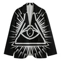 Black And White Illuminati Print Men's Cotton Blazer