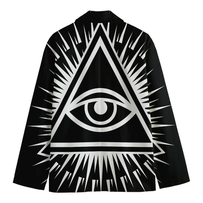 Black And White Illuminati Print Men's Cotton Blazer