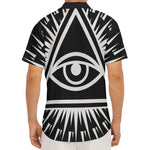 Black And White Illuminati Print Men's Deep V-Neck Shirt