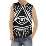 Black And White Illuminati Print Men's Fitness Tank Top