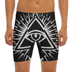 Black And White Illuminati Print Men's Long Boxer Briefs