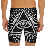 Black And White Illuminati Print Men's Long Boxer Briefs