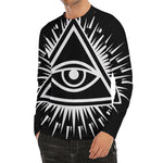 Black And White Illuminati Print Men's Long Sleeve Rash Guard