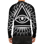Black And White Illuminati Print Men's Long Sleeve Rash Guard