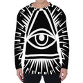 Black And White Illuminati Print Men's Long Sleeve T-Shirt