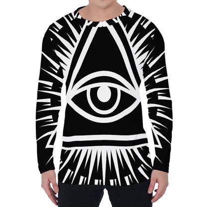Black And White Illuminati Print Men's Long Sleeve T-Shirt