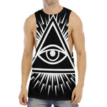 Black And White Illuminati Print Men's Muscle Tank Top