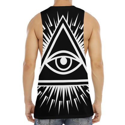 Black And White Illuminati Print Men's Muscle Tank Top