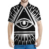 Black And White Illuminati Print Men's Polo Shirt