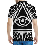 Black And White Illuminati Print Men's Polo Shirt
