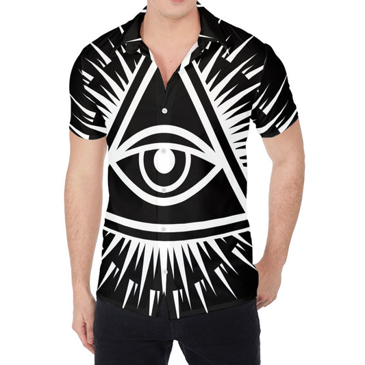 Black And White Illuminati Print Men's Shirt