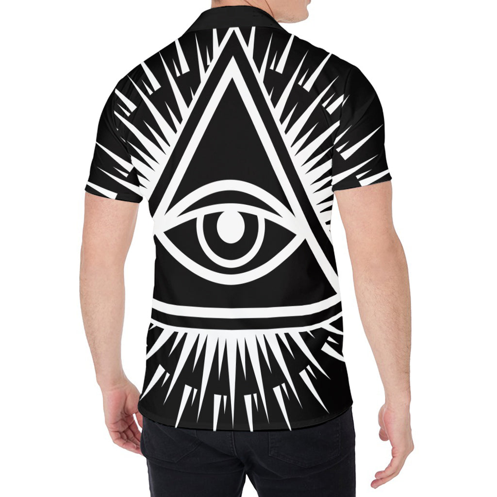 Black And White Illuminati Print Men's Shirt