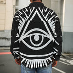 Black And White Illuminati Print Men's Shirt Jacket