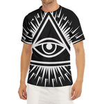 Black And White Illuminati Print Men's Short Sleeve Rash Guard