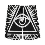 Black And White Illuminati Print Men's Sports Shorts