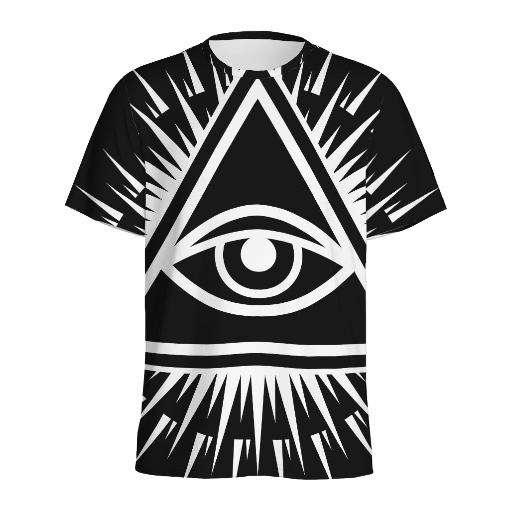 Black And White Illuminati Print Men's Sports T-Shirt