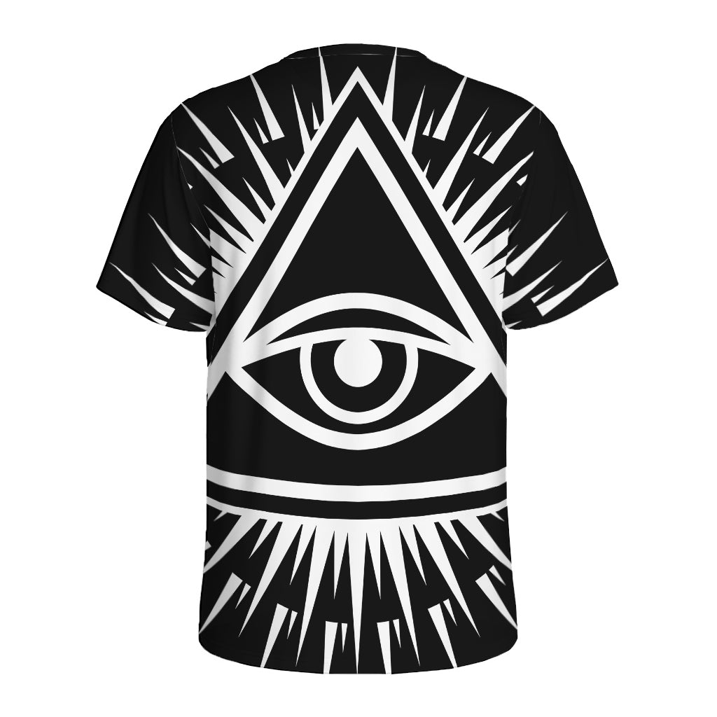Black And White Illuminati Print Men's Sports T-Shirt
