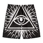 Black And White Illuminati Print Men's Swim Trunks