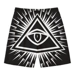 Black And White Illuminati Print Men's Swim Trunks