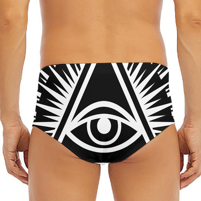 Black And White Illuminati Print Men's Triangle Swim Briefs